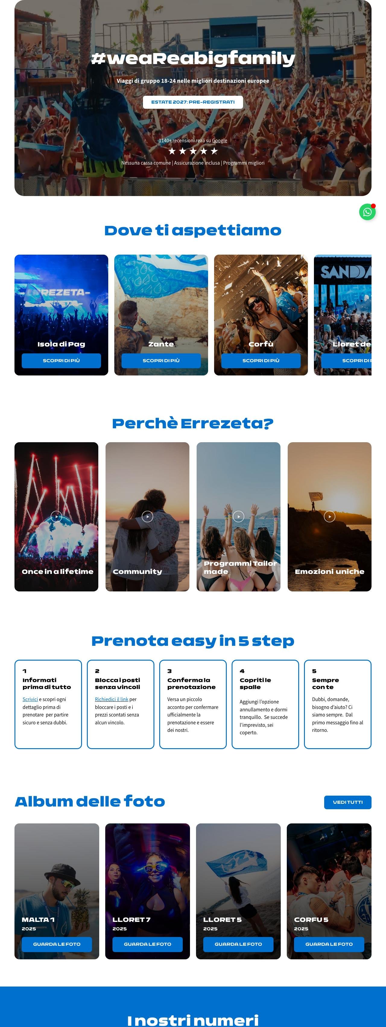 Homepage di Errezeta Events su desktop