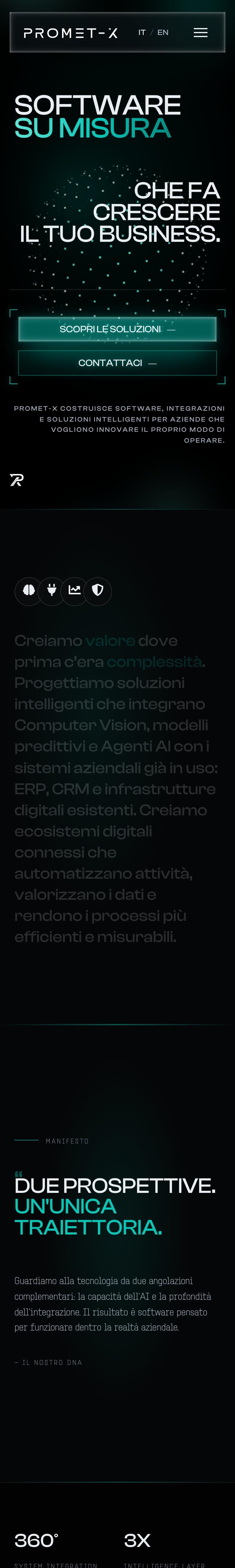 Homepage di Promet-X su smartphone