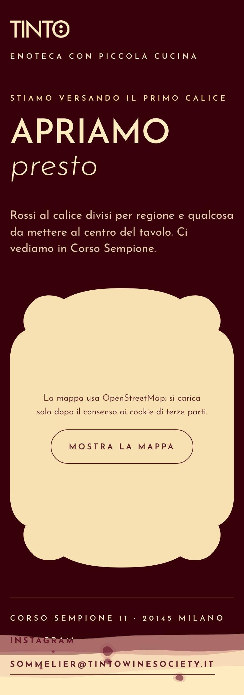 Homepage di Tinto Wine Society su smartphone