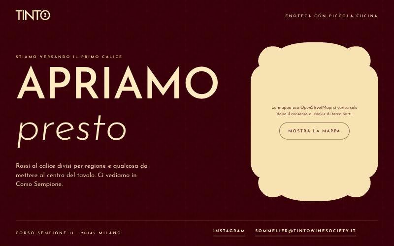 Homepage del sito Tinto Wine Society